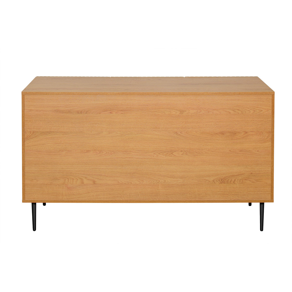 Buffet design en bois clair chêne massif gravé et métal noir 3 portes L135 cm ARCHIPEL