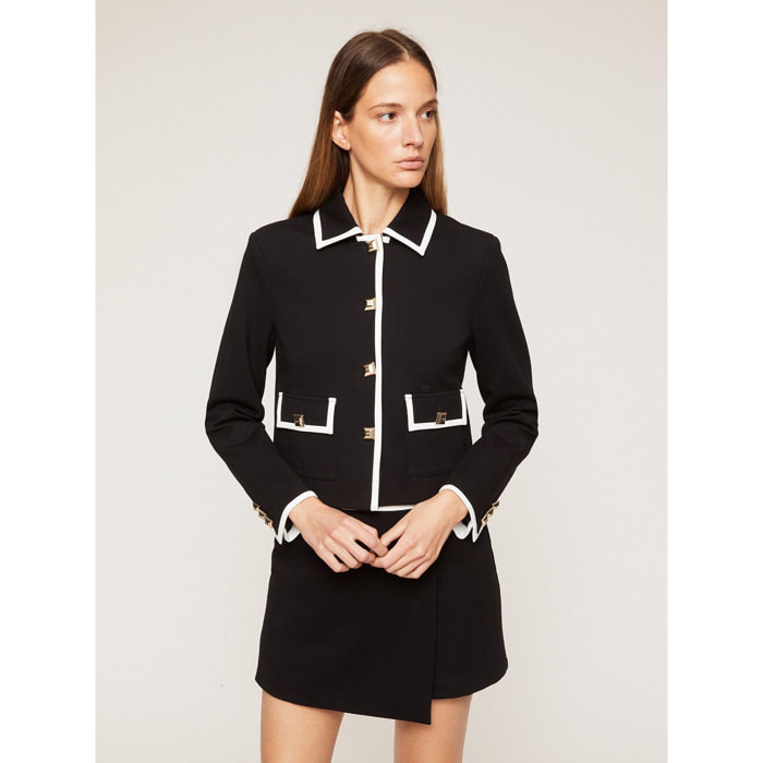 Motivi - Chaqueta formal corta con cuello bicolor - Negro