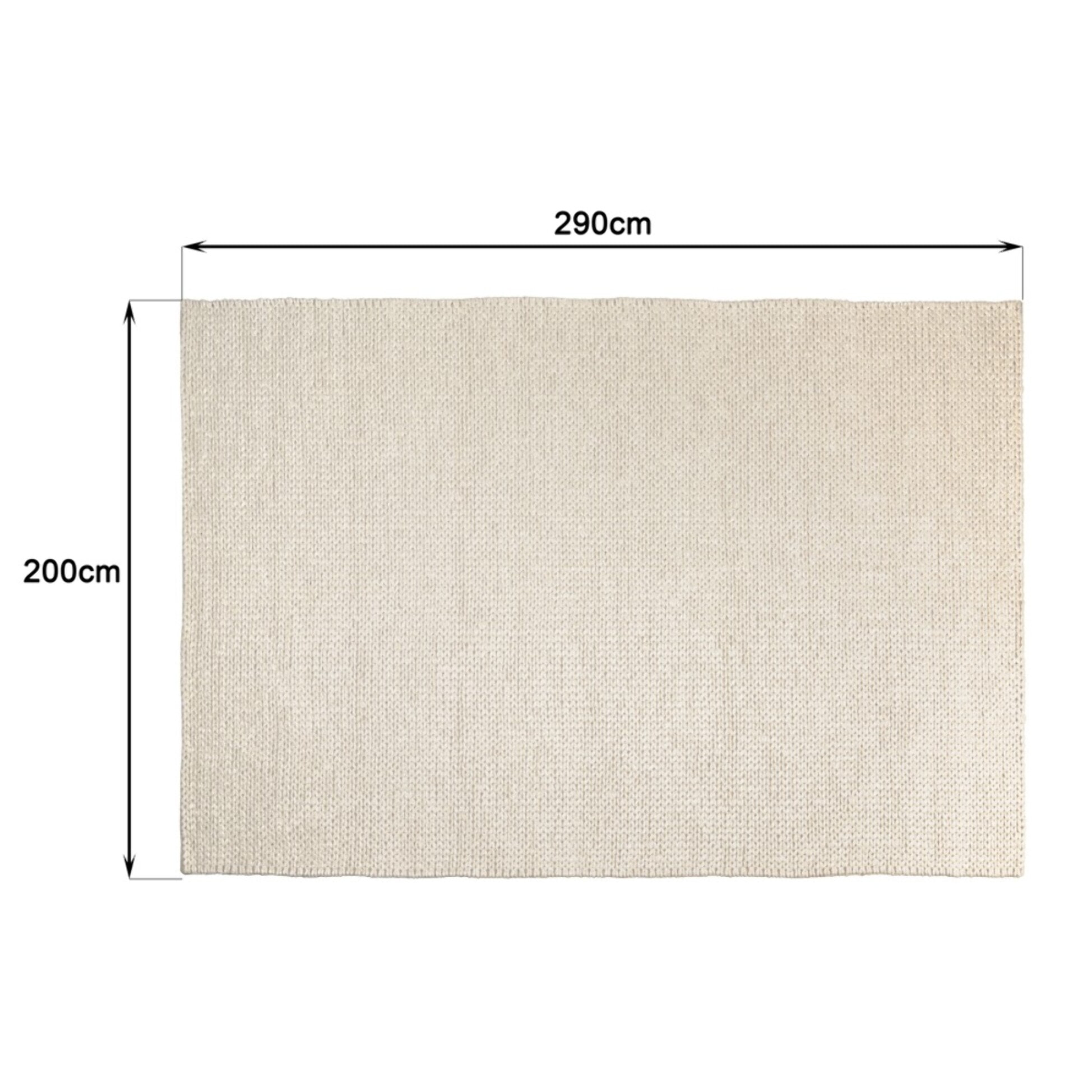 QUENTIN - Tapis rectangulaire 200x290cm en laine tissée couleur écru
