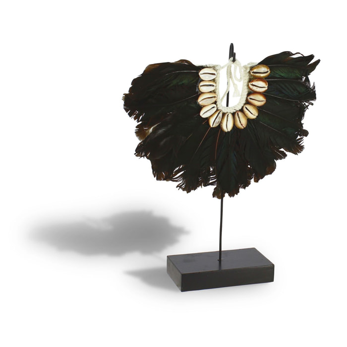 Collier en plumes noires et coquillages  MAÏ