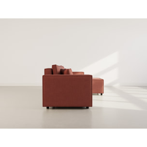 Jonas - canapé d'angle réversible 4 places convertible avec coffre en tissu texturé - Rose