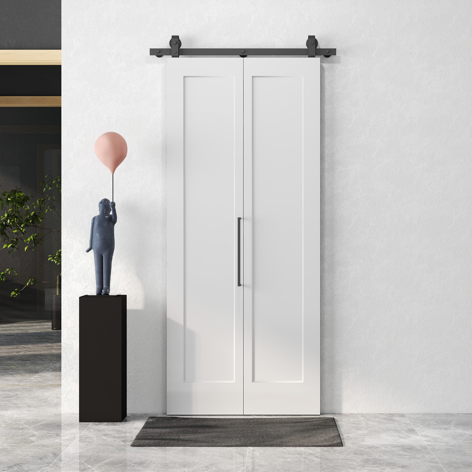 Puerta Corredera con Herrajes Puerta Plegable Corredera con Acabado Personalizable Tirador Fácil Montaje para Baño Salón Sala de Estar Cocina 90x210 cm Blanco