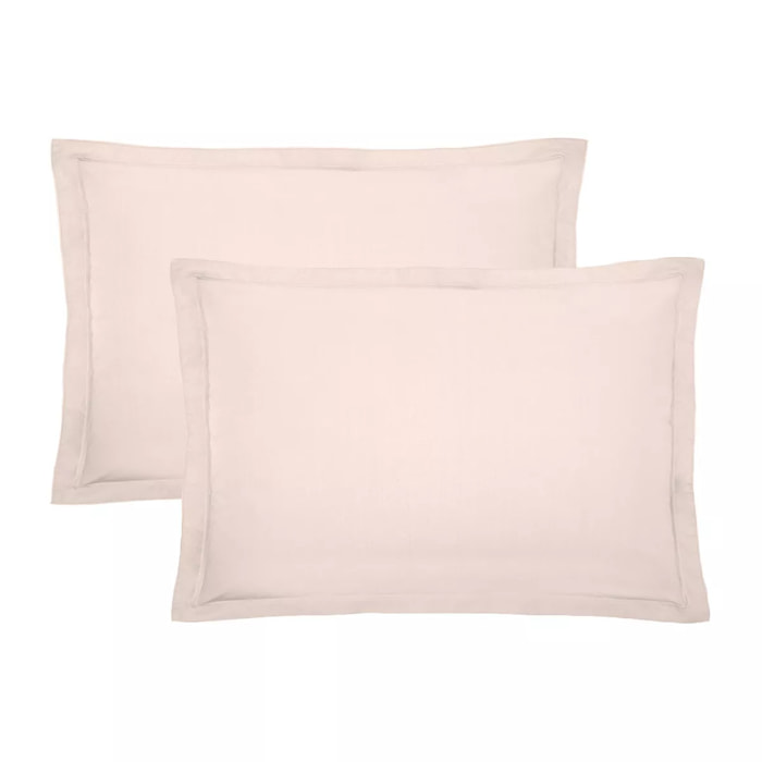 Lot de 2 taies percale de coton uni rose Olana petale