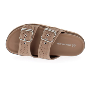 Armata di Mare Scarpe Donna Ciabatte con Doppia Fibbia AMD S61H42 Burro