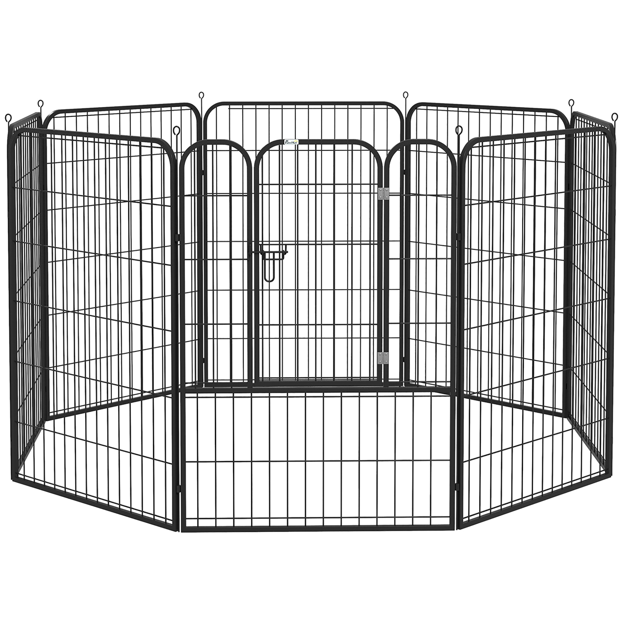 Parque para Mascotas Perros 8 Vallas 79x100 cm Corral Plegable con Puerta y Doble Pestillo Paneles Metálicos Cerca de Entrenamiento Negro
