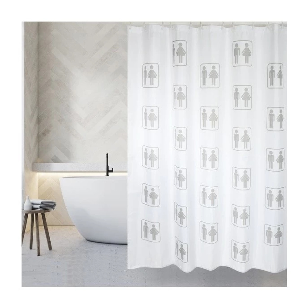 Rideau de douche Polyester H/F Mini 180x200cm QUALITà PREMIUM Blanc - Anneaux inclus MSV