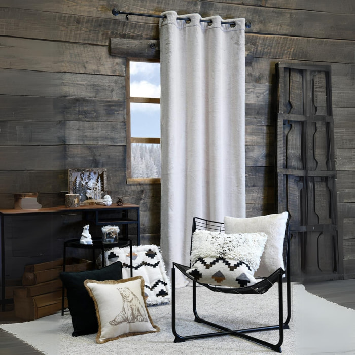Rideau tamisant en imitation fourrure - Beige