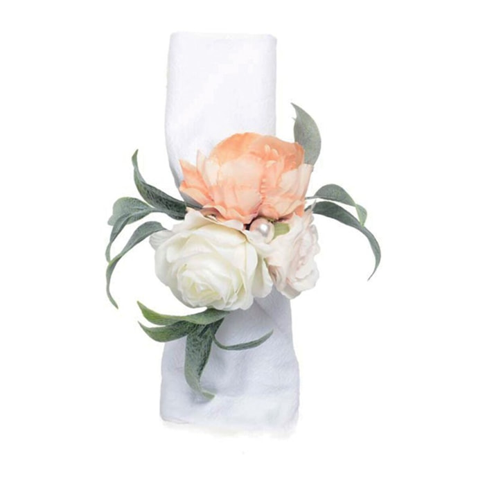 LOT DE 4 RONDS DE SERVIETTES BOUQUETS DE FLEURS
