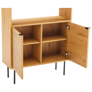 Bibliothèque en bois 4 étagères et 2 portes STINNA