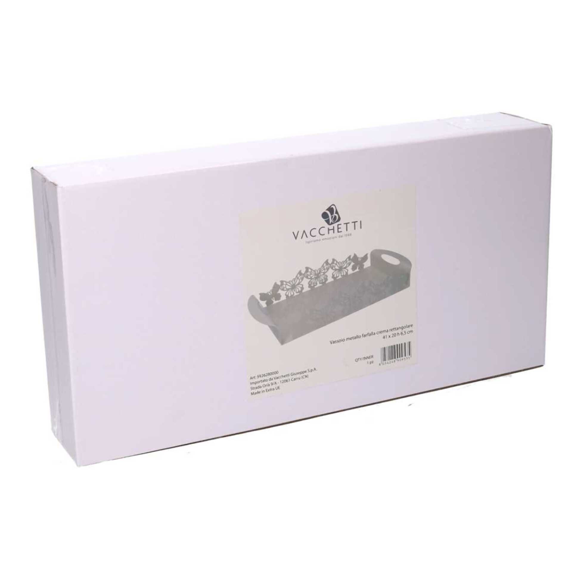 Vassoio in metallo farfalla crema rettangolare cm41x20h6,5