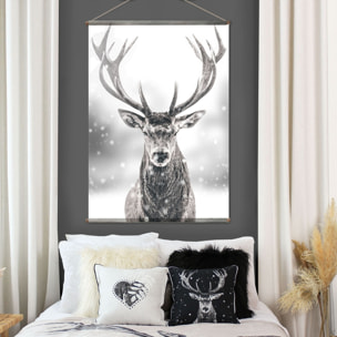 Toile murale imprimée cerf style arty - Noir