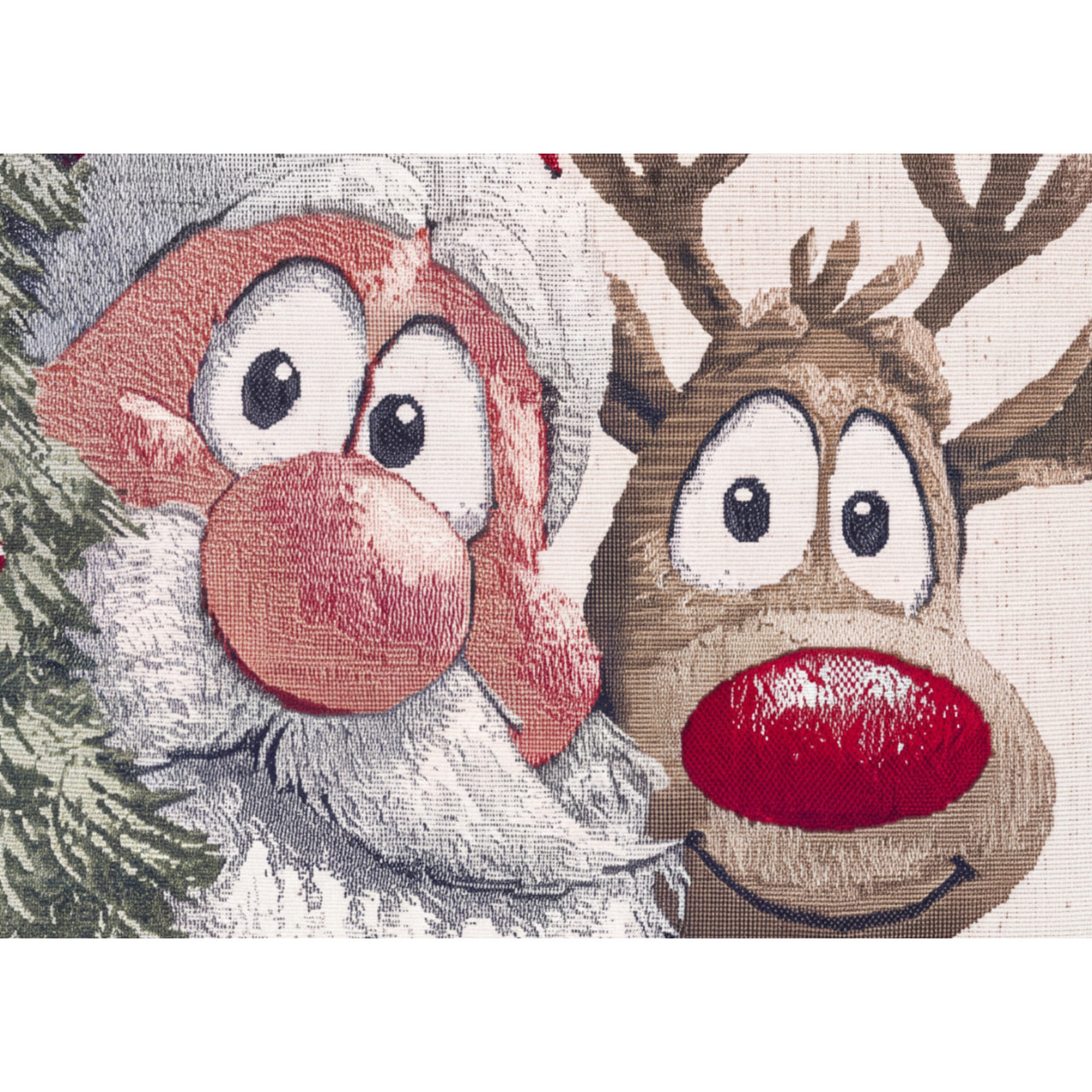 Fodera Per Cuscino Arredo Natalizio In Tessuto Gobelin Cinigliato Made in Italy Disegno Babbo Renna