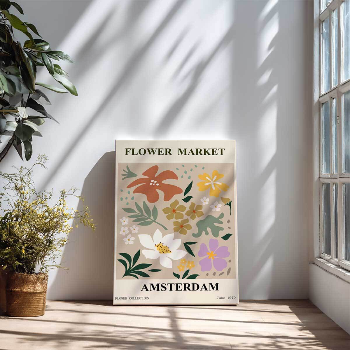 Tableau Flower Market Amsterdam fleurs Toile imprimée