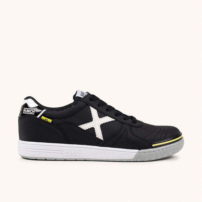 MUNICH G-3 454 Zapatillas fútbol sala Diseño Técnico Negro y Blanco