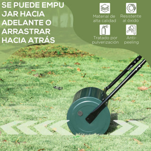 Rodillo para Césped Ancho 50cm Ø30cm Rodillo de Césped de 30L Relleno de Arena o Agua con Mango en U para Jardín Granja Verde Oscuro