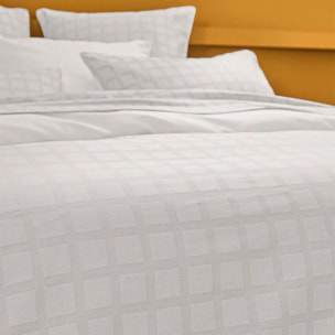 Housse de couette satin de coton motif jacquard blanc Allegria neige