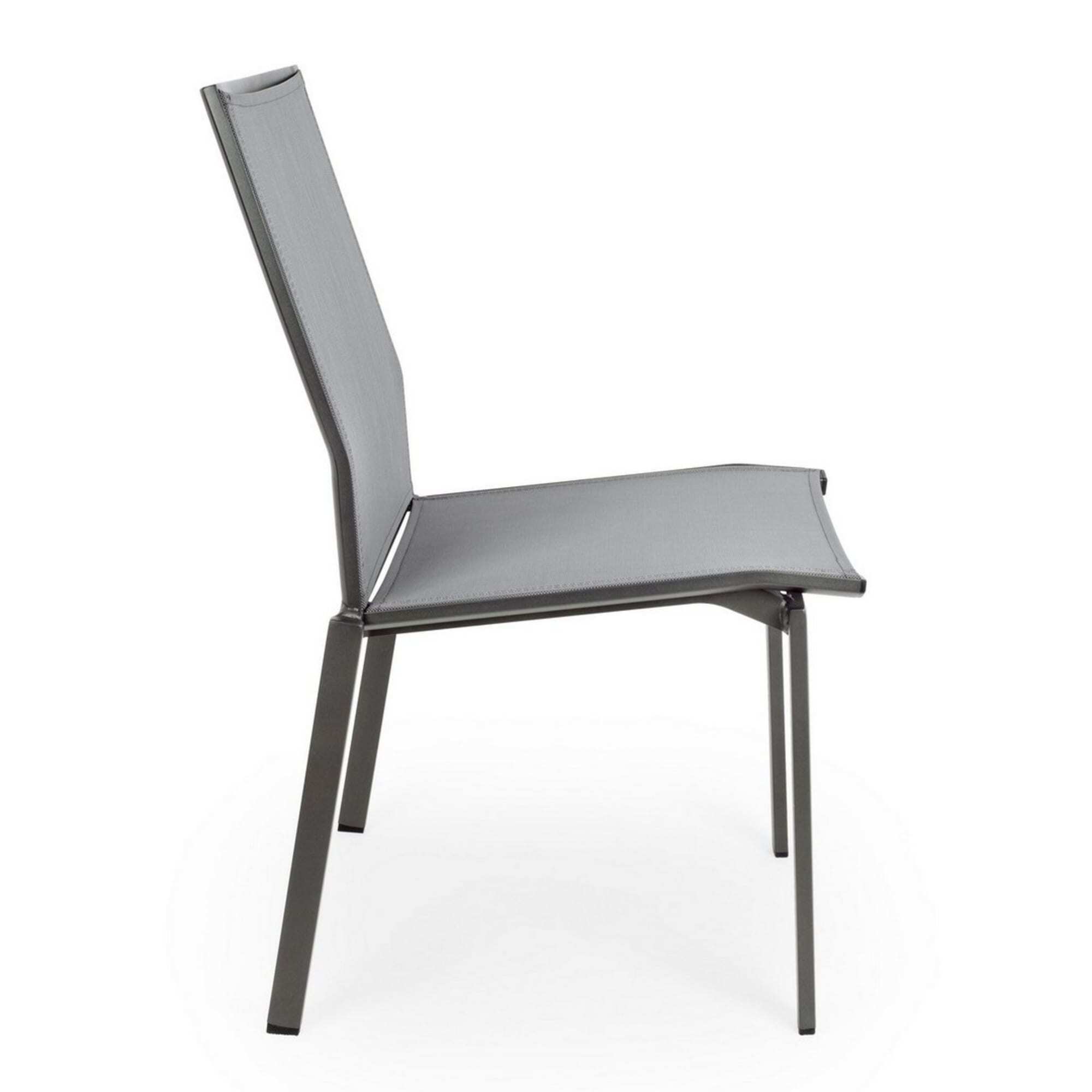 Set 4 sedie da giardino ZARAGOZA in textilene e alluminio antracite, impilabile