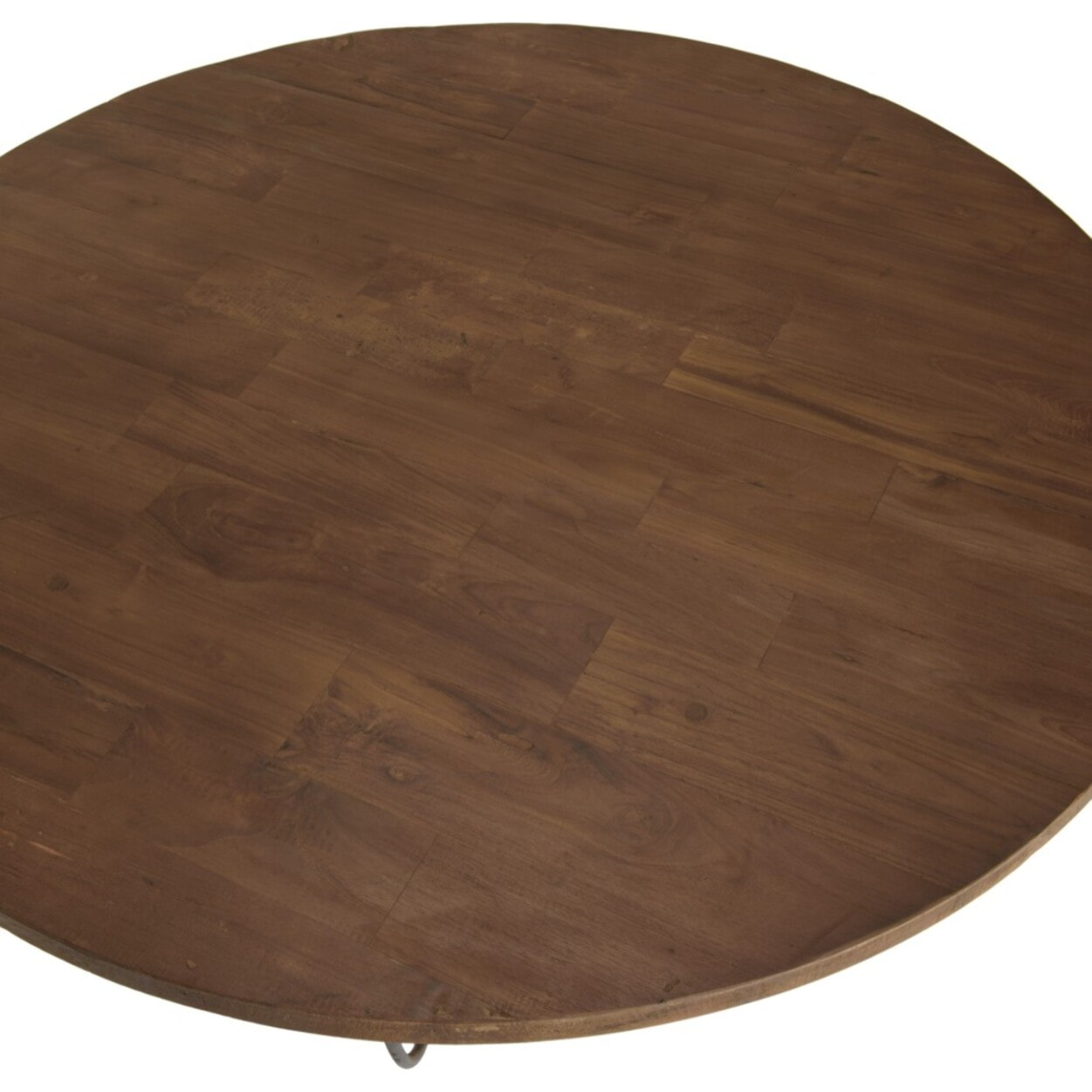 SIXTINE - Table basse coque ronde 120x120cm double plateau Teck recyclé métal noir