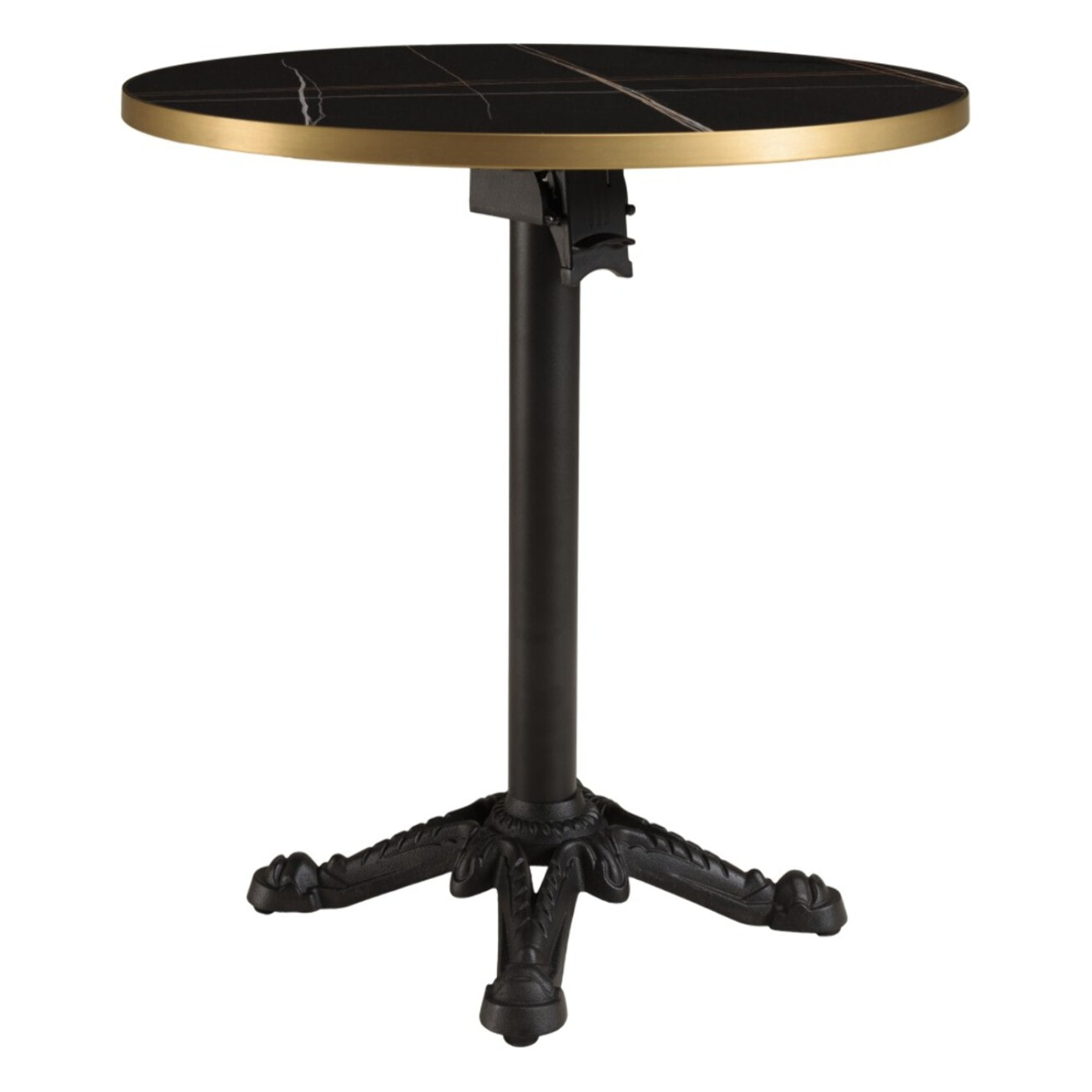 ICARE - Ensemble n°1: table bistrot D70cm pliable en céramique marbré noir