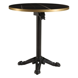 ICARE - Ensemble n°1: table bistrot D70cm pliable en céramique marbré noir