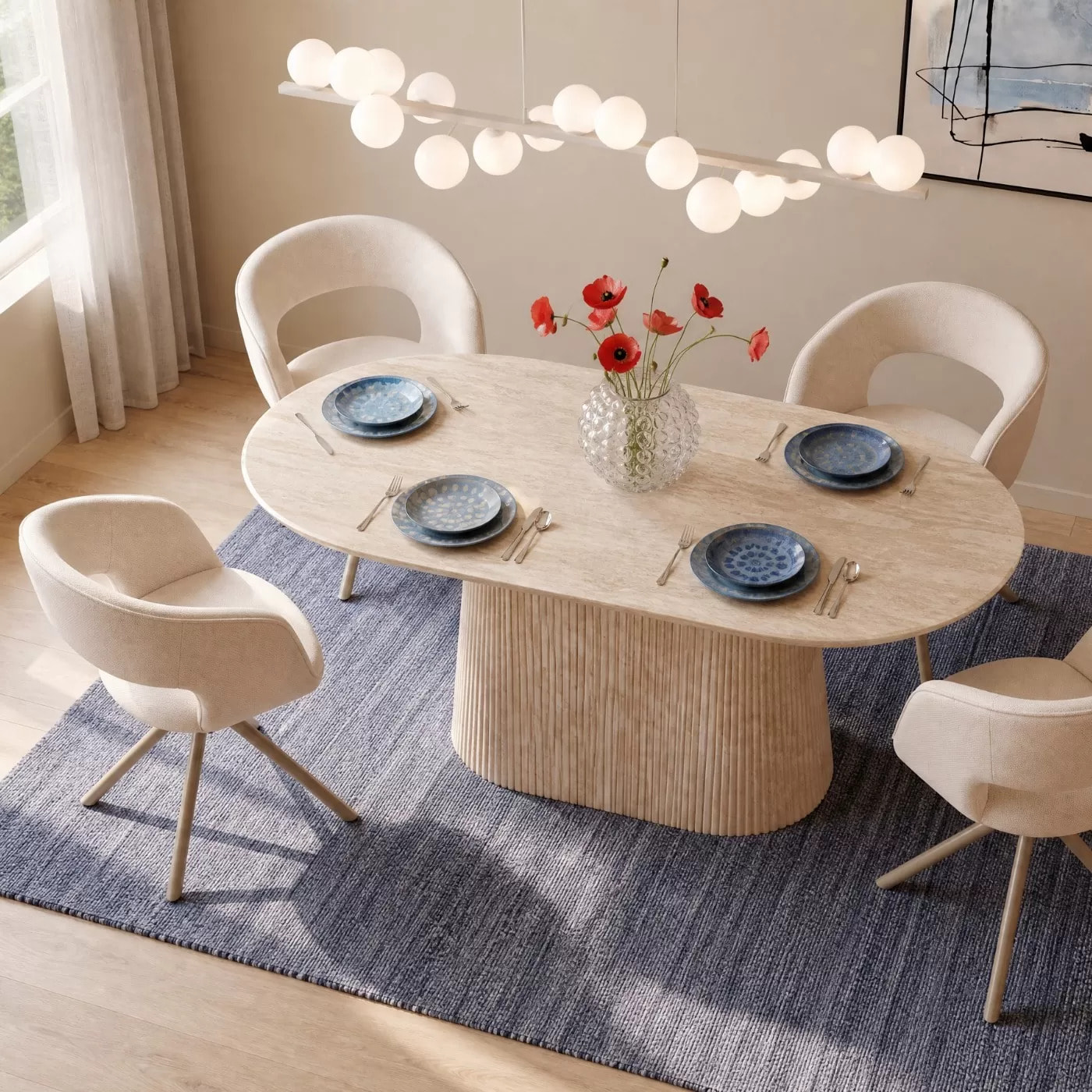 Chaise avec accoudoirs pivotante Gina beige Kare Design