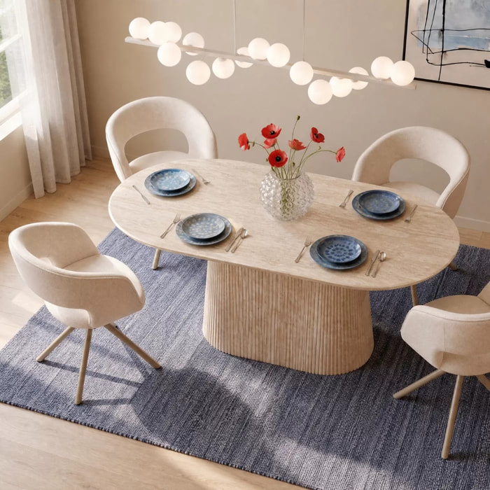 Chaise avec accoudoirs pivotante Gina beige Kare Design