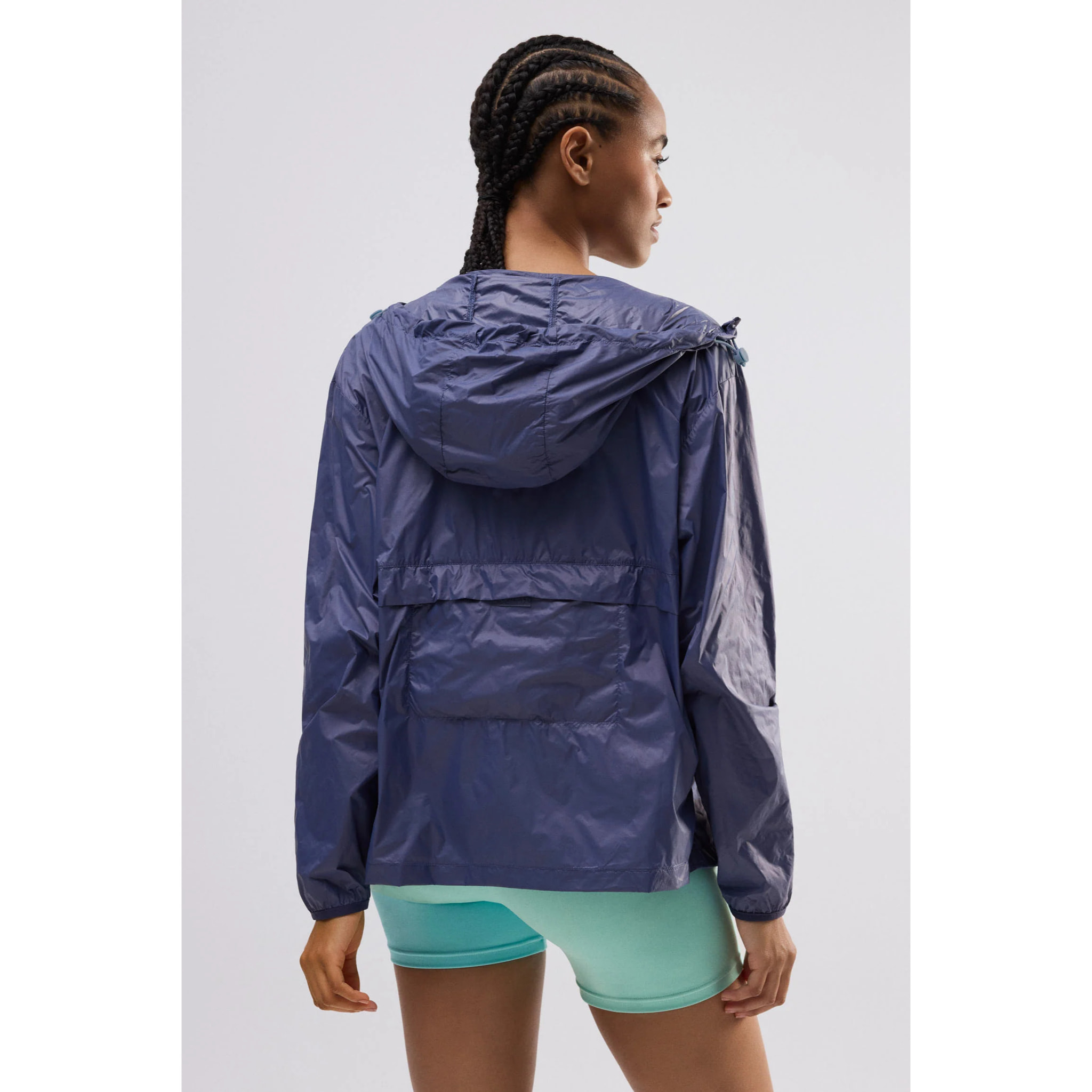 Giacca sportiva pieghevole grigia con cappuccio regolabile