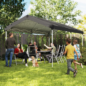 Carpa Plegable 6x3 m Cenador de Jardín con Altura Ajustable en 3 Niveles Protección UV50+ Impermeable y Bolsa de Transporte Gazebo para Exterior Fiestas Camping Gris Oscuro