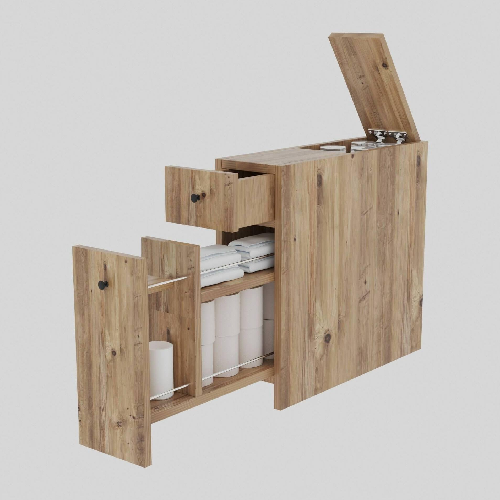 Mobile sottolavabo Dmagon, Mobiletto da bagno, Contenitore porta lavabo, Armadio per lavandino, 20x60h55 cm, Quercia