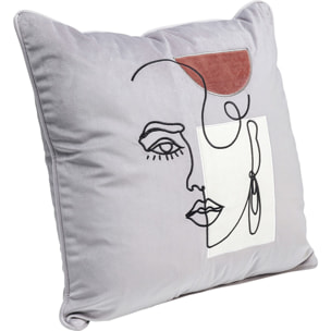 Coussin gris visage femme Kare Design