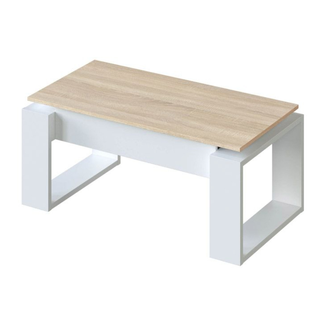 Mesa de centro elevable Nova Blanco Artik (Blanco Mate) - Roble Canadian