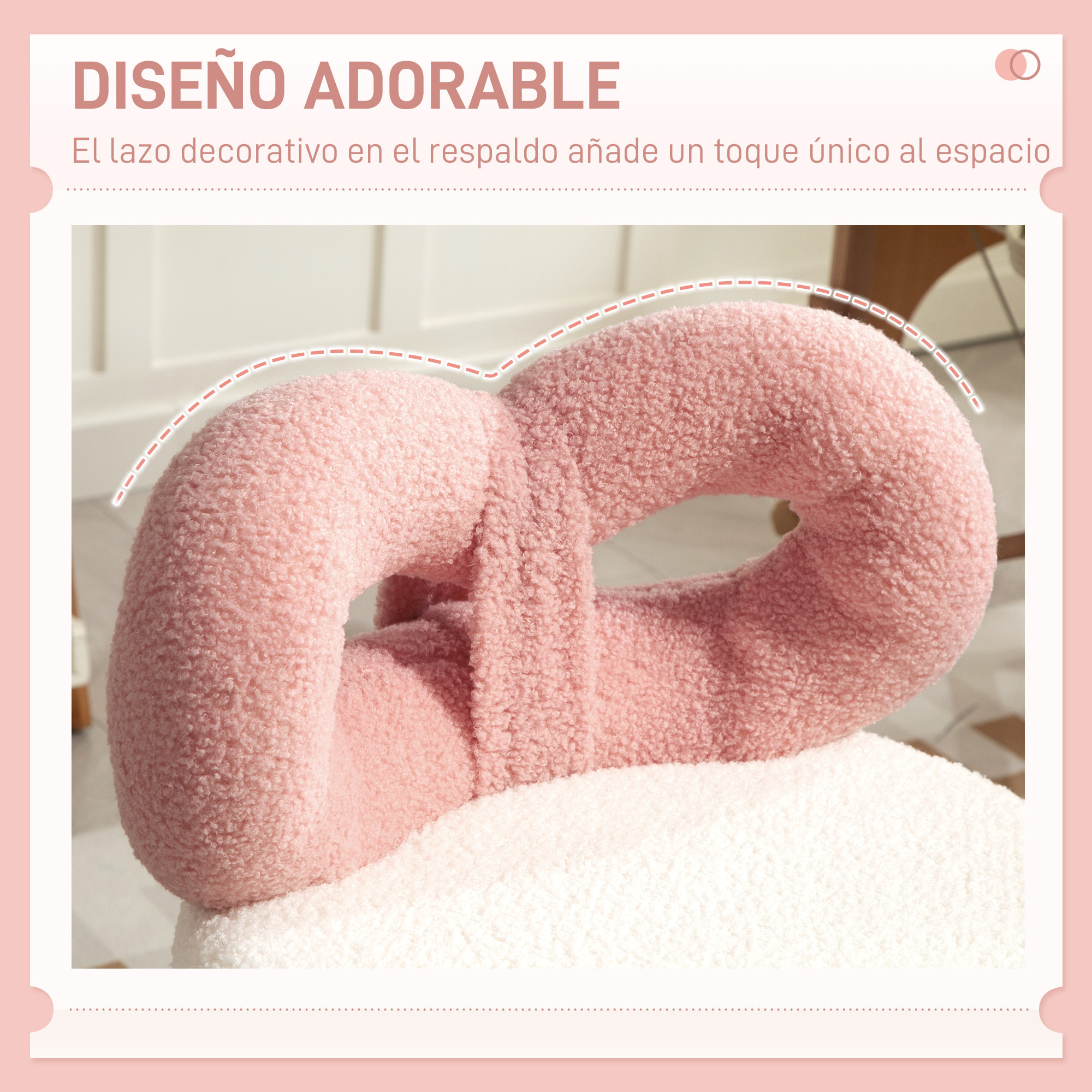 Taburete Giratorio con Respaldo Taburete con Ruedas Altura Regulable 63-77 cm Tapizado en Tejido de Borreguito para Salones Talleres Spa Masaje Blanco y Rosa