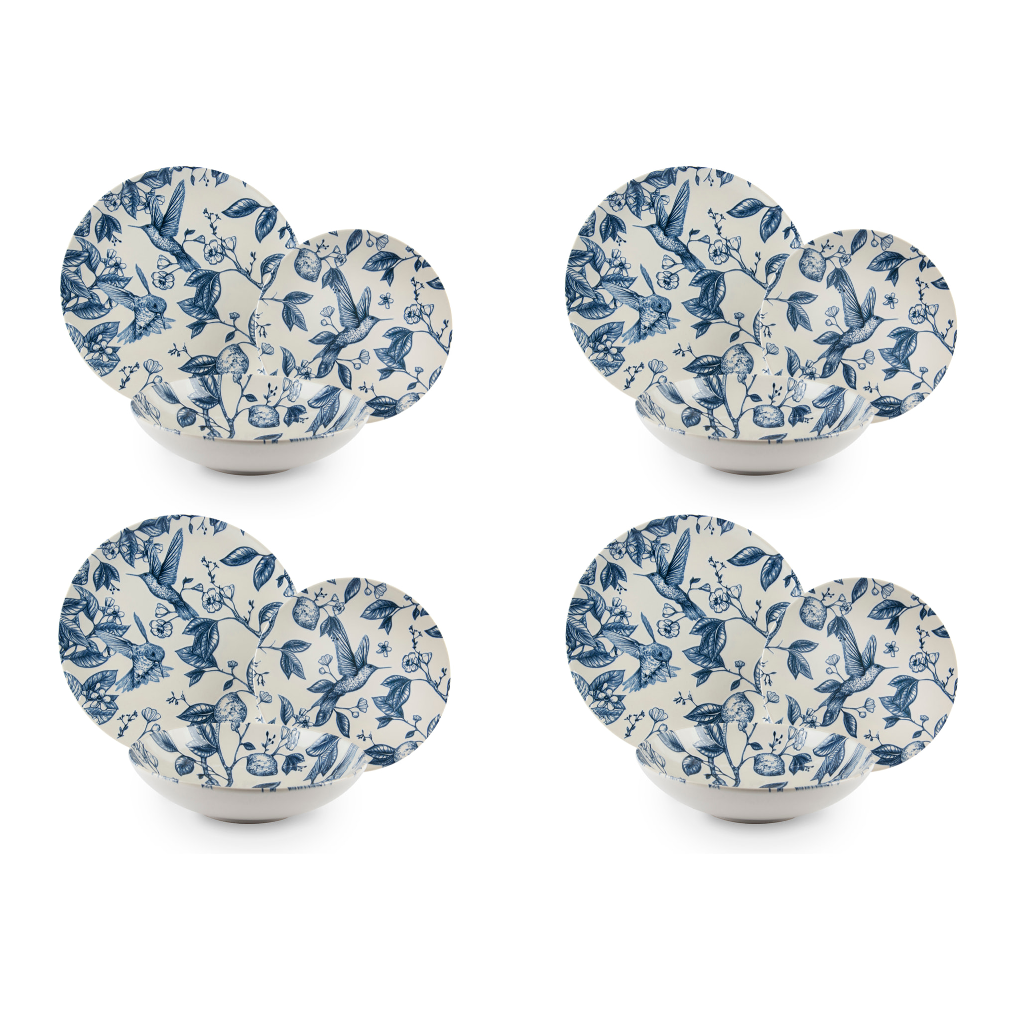 Servizio piatti 12 pezzi Excelsa – Colibri, Ceramica Multicolore