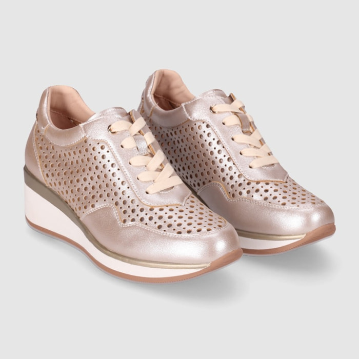 Zapatos de Piel - Platino - Tacón: 5 cm