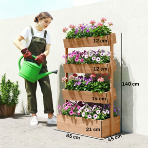 Jardinière bois pré-huilé 4 niveaux dim. 85 x 45 x 140 cm