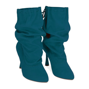 Ankle boots petrolio in microfibra, 8,5 cm