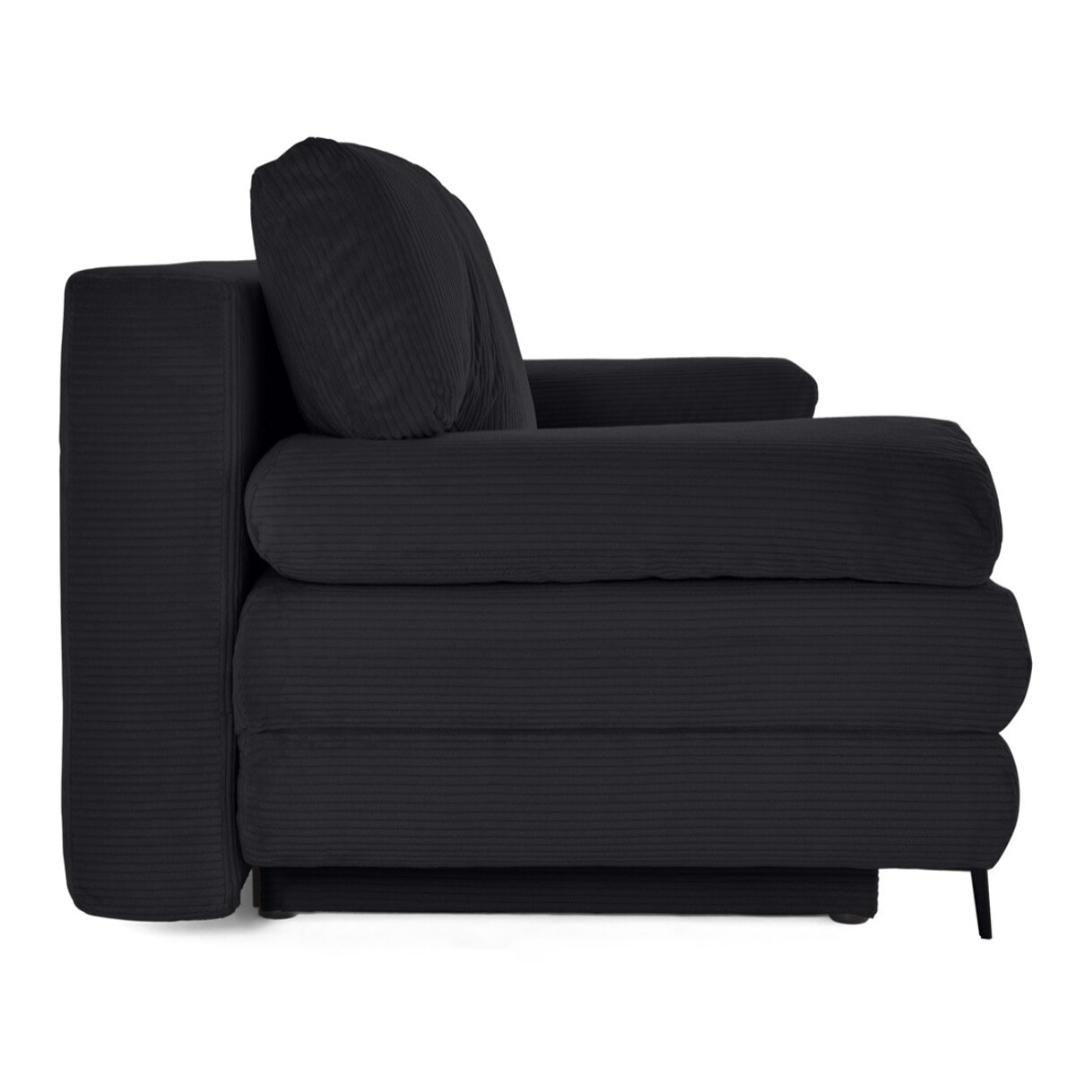 Elton - canapé 3 places convertible avec coffre en velours côtelé - Noir