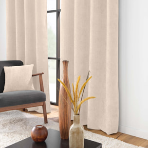 Rideau à œillets en velours chenille - Naturel