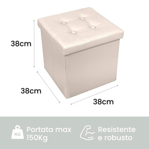 Pouf Contenitore, Puffo per Sedersi, Pouf Poggiapiedi, in Ecopelle, Quadrato, Imbottito, Versatile, Facile da Pulire