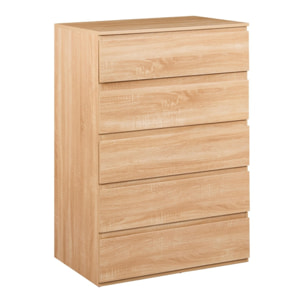 Cassettiera camera da letto con 5 cassetti legno naturale - Vale