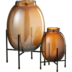 J-Line vase Sur Pied - verre - marron - large - 39 cm de hauteur