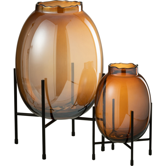 J-Line vase Sur Pied - verre - marron - large - 39 cm de hauteur