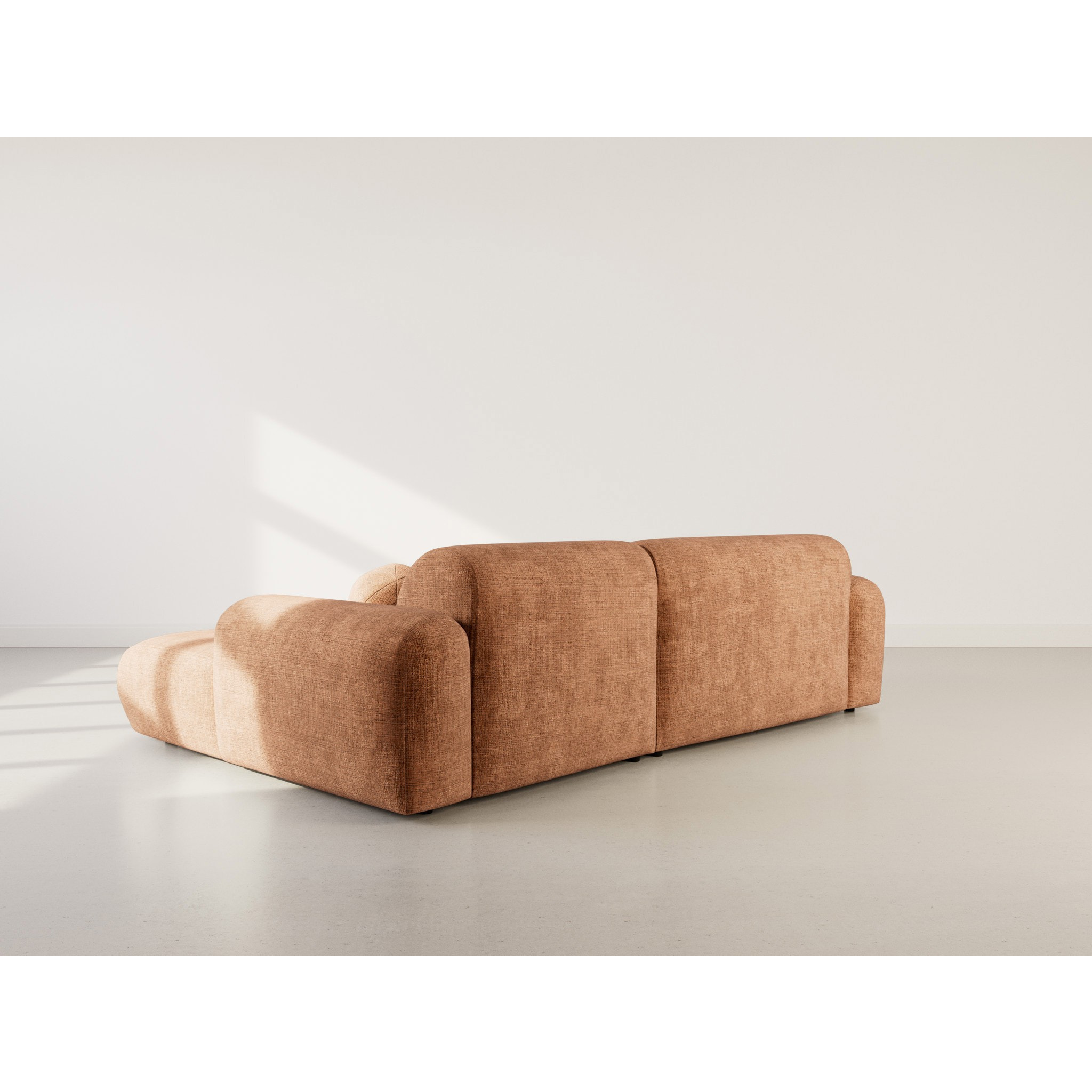 Louise - Canapé d'angle droit 4 places en velours texturé - Terracotta