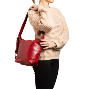 Borsa a secchiello  da donna In Vera pelle Made in Italy 25x28x14 cm