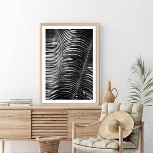 Poster jungle Sun palm Affiche + cadre en bois - Chêne