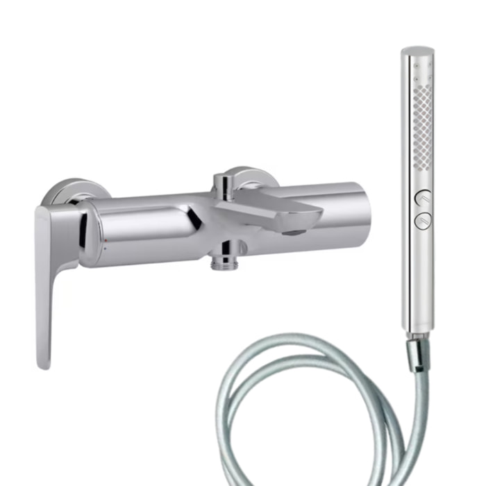 Pack mitigeur bain douche Aléo+ + douchette Shift+ ronde + flexible lisse 160 cm