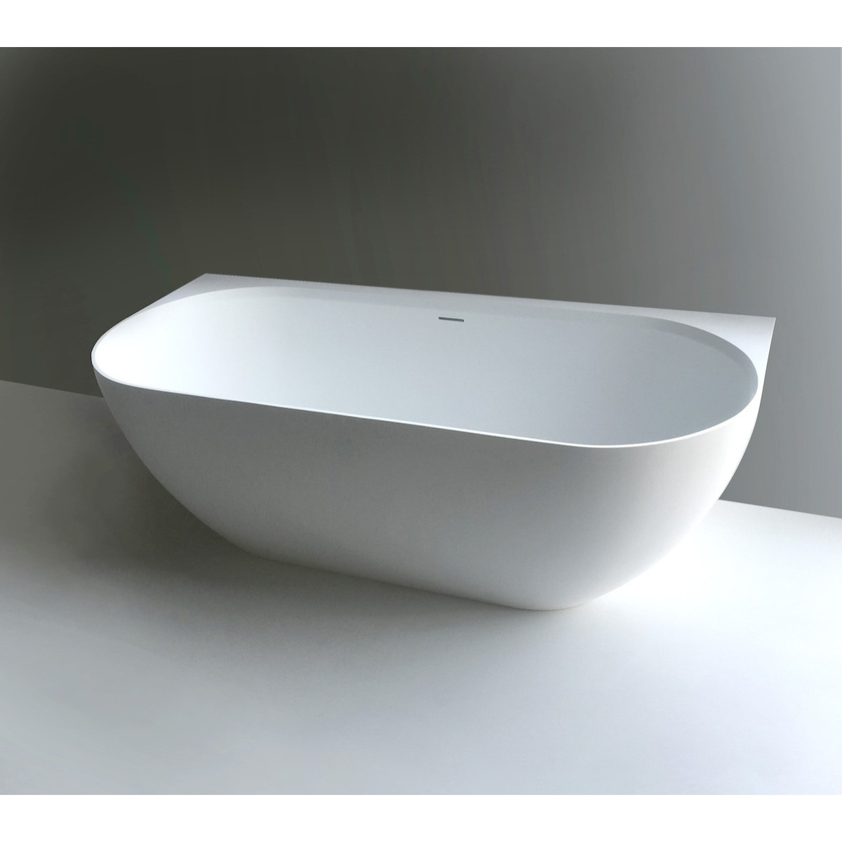 Lesly Baignoire semi-îlot 170 x 82 cm en marbre coulé, Blanc (LE1700)