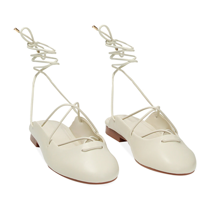 Ballerine slingback panna, lace-up