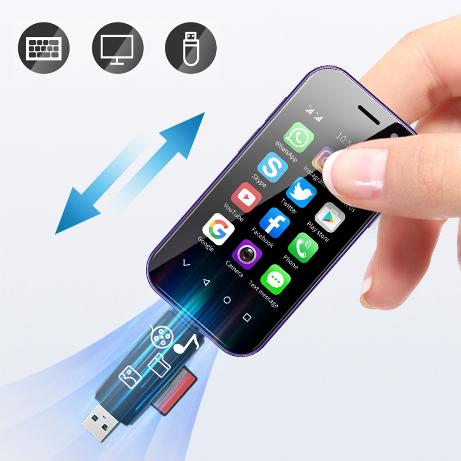 DAM Mini smartphone Soyes 14 PRO 4G, Android 9.0, 3GB RAM + 32GB. Pantalla 3''. 4,7x1,2x9,4 Cm. Color: Negro