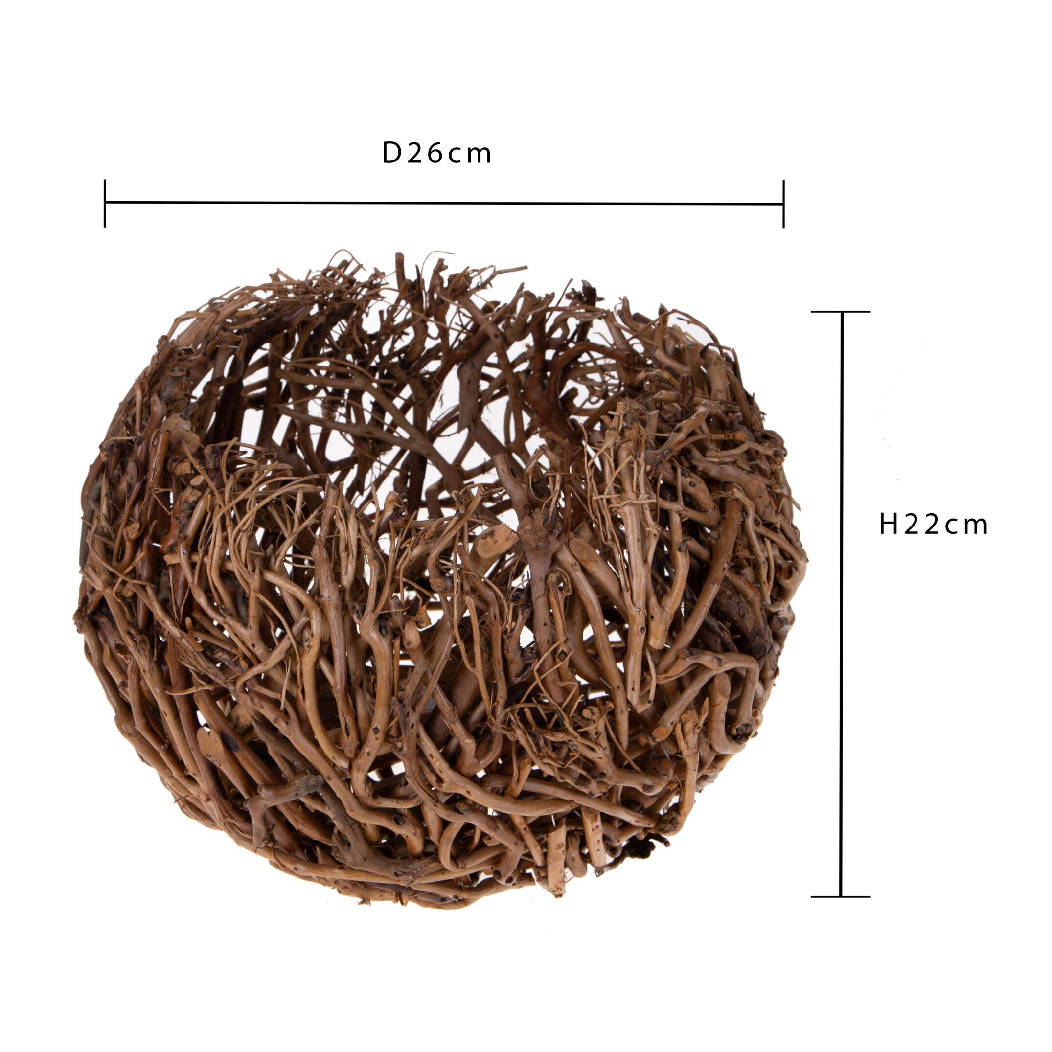 Cachepot con stecchi naturali - Pezzi 1 - Marrone - 26XH22X26cm - Bianchi Dino